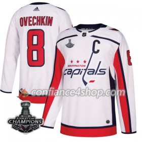 Adidas Maillot de Hockey Washington Capitals Alex Ovechkin 8 Blanc 2018 Stanley Cup Champions Authentic - Homme